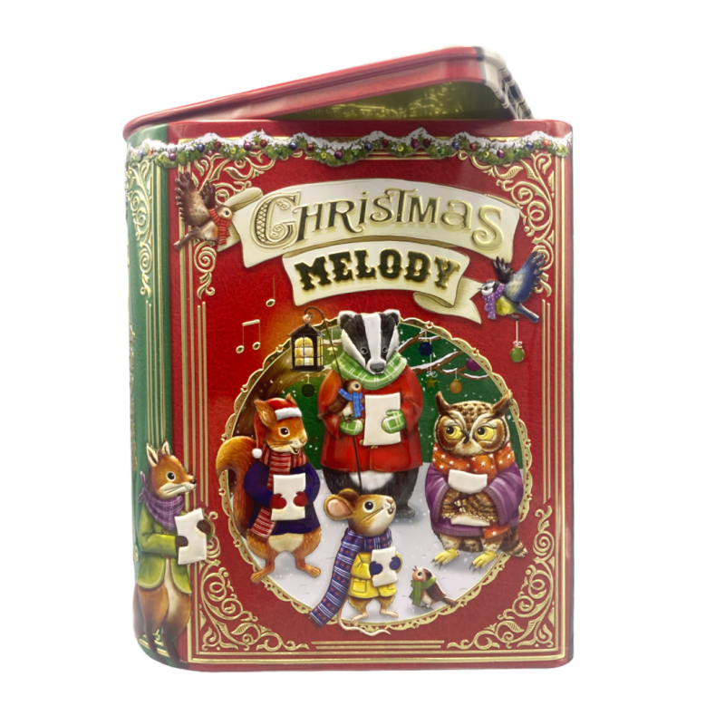 Kagedåse med skovens julekor i rød - Billede 4