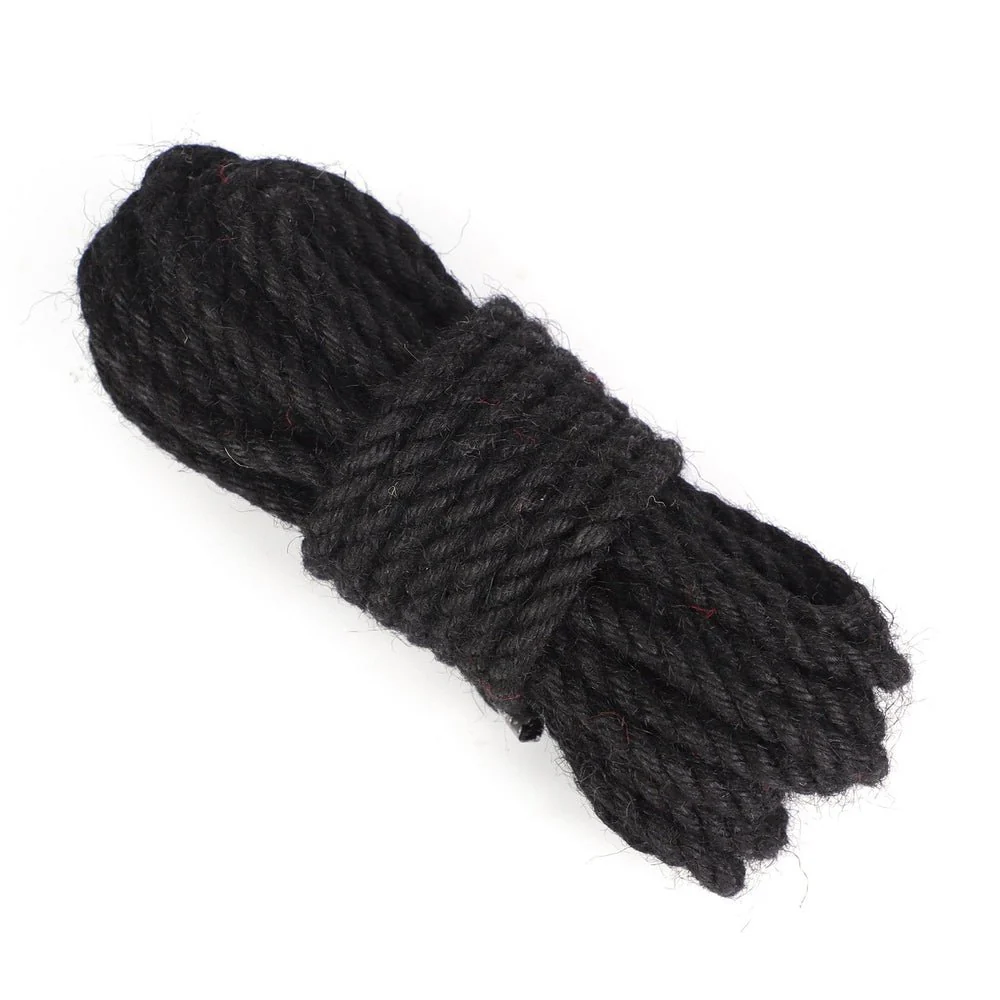 Hampereb 6mm 10 Meter 250g - Bondage Reb Shibari Sort Bordeaux Naturlig - Billede 7