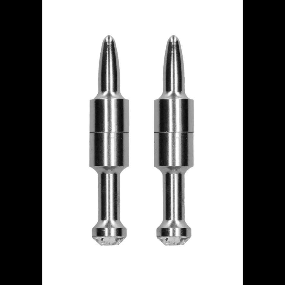 Magnetiske brystvorteklemmer med diamantstift – Magnetiske brystvorteklemmer i rustfrit stål, sølvfarvet - Billede 2
