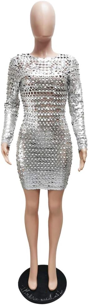 Sølv Glitter Kjole Plus Sizes - Dametøj 4XL 5XL - Billede 4