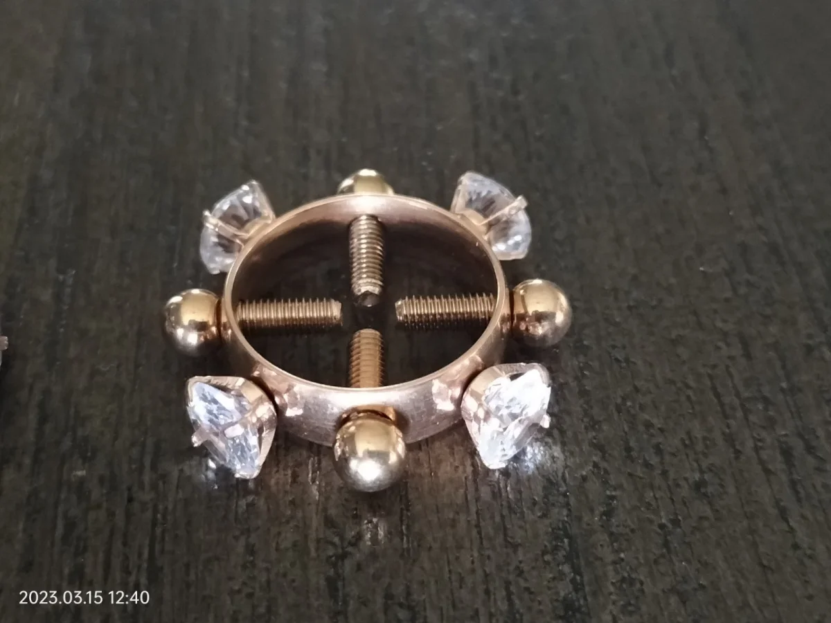 Brystvorte ringe i rosaguld med 4 sten, justerbare 22 mm - Trendy brystvorte smykker - Billede 3